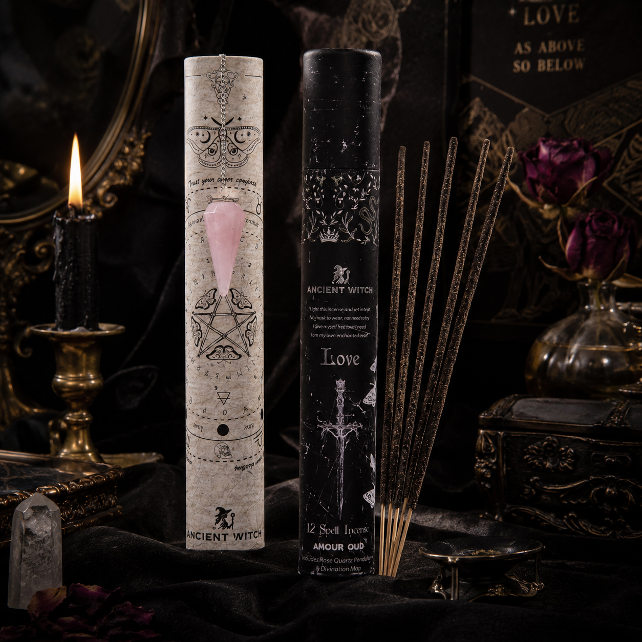 Encens rituel Amour Oud & pendule en quartz rose