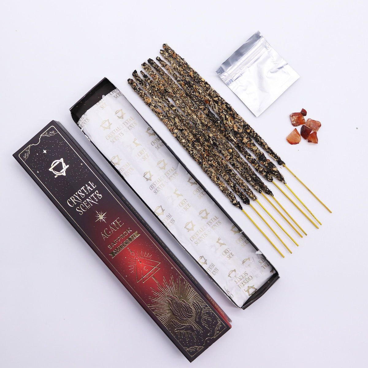 Encens Crystal Scents Safran & Agate rouge