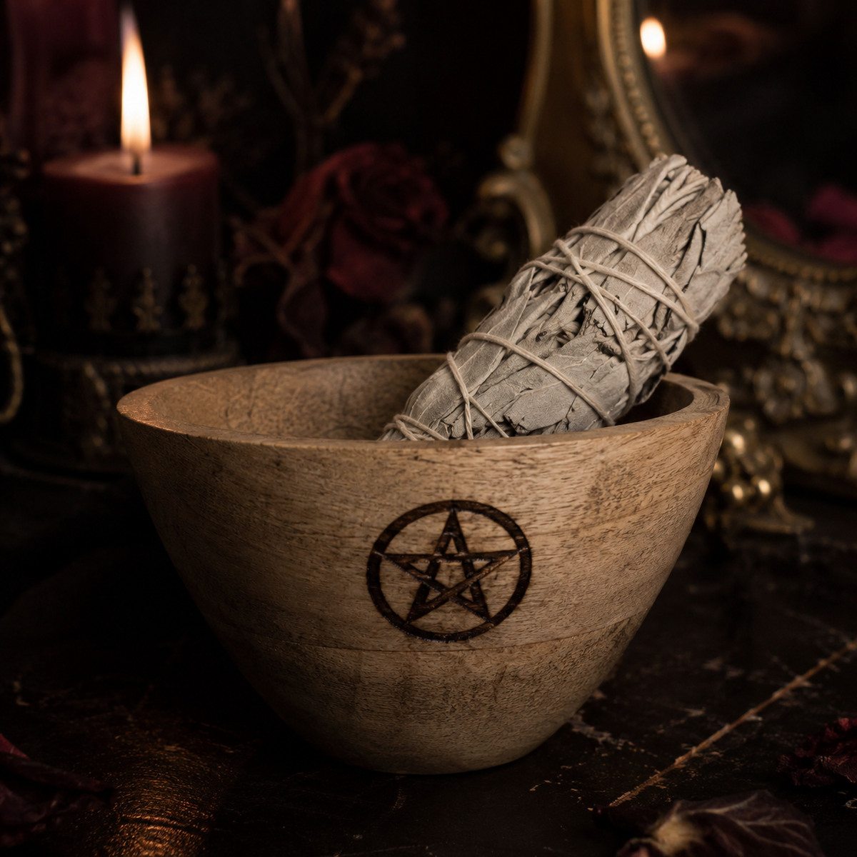Bol rituel en bois - Pentacle