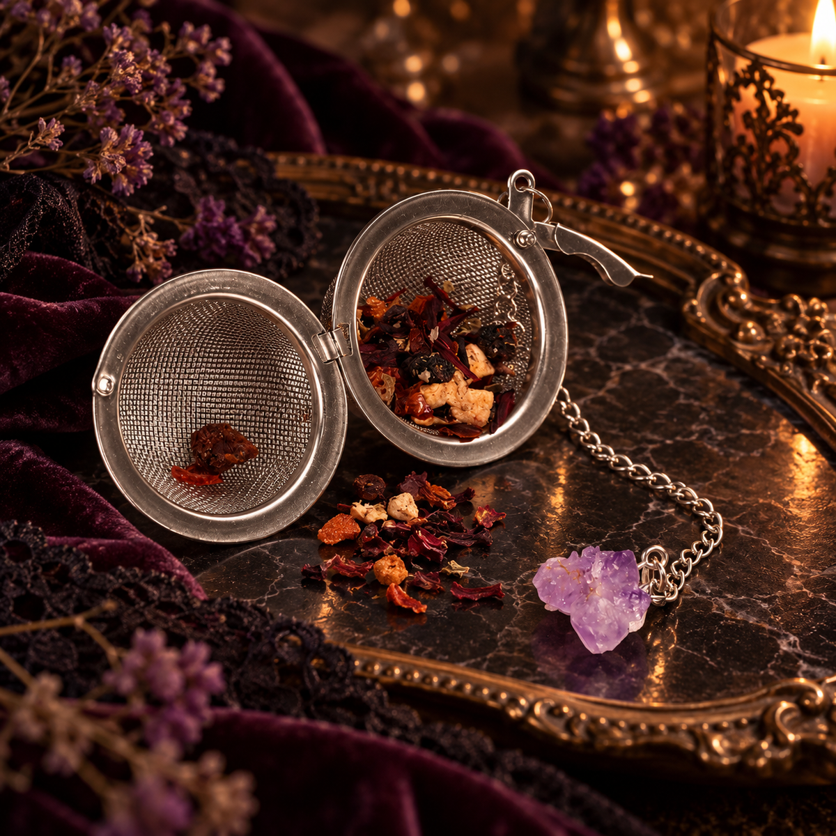 Infuseur à thé en améthyste brute