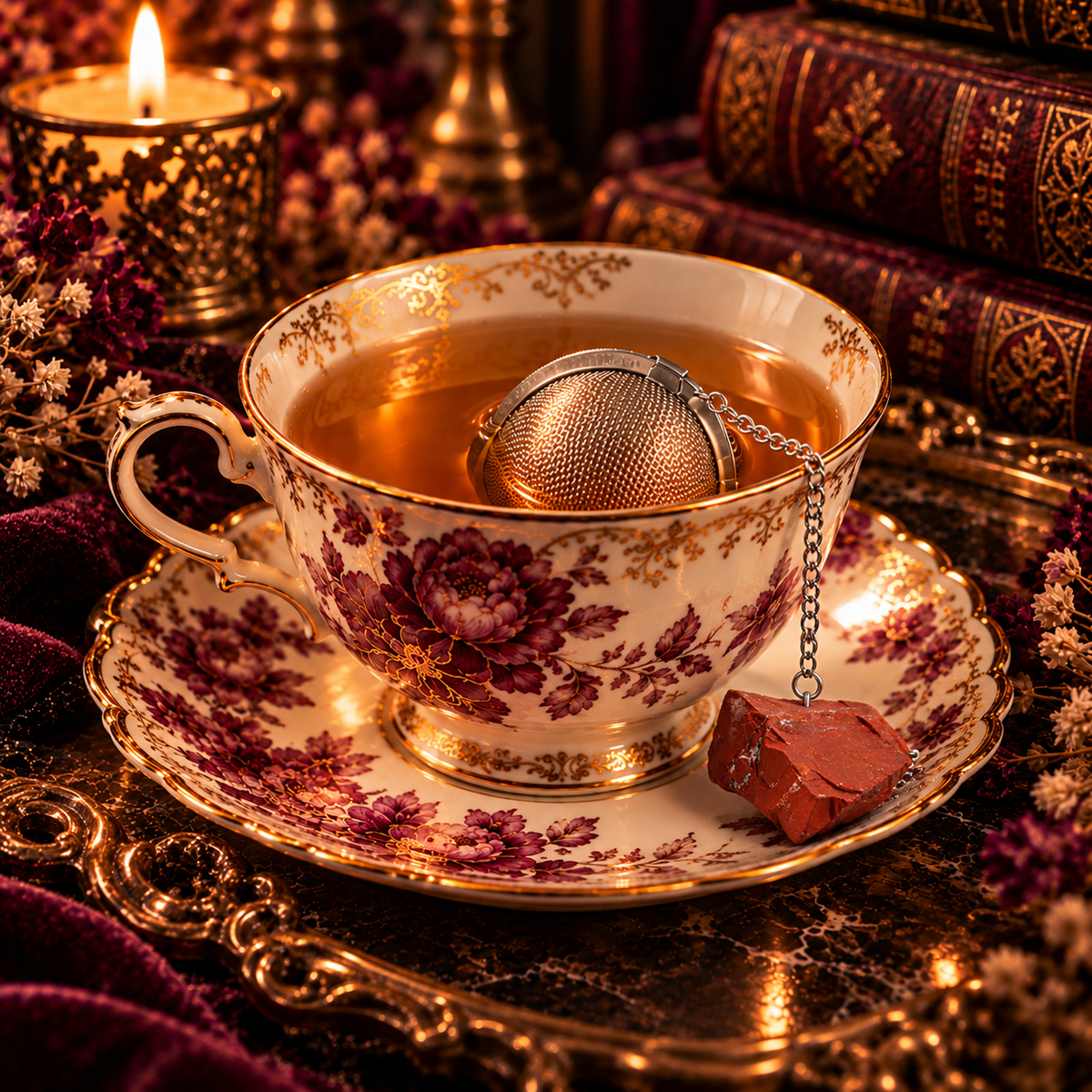 Infuseur à thé en jaspe rouge brut