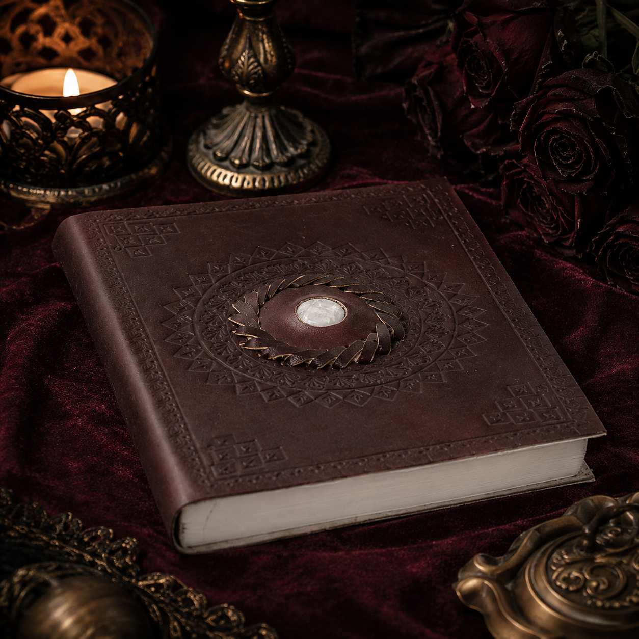 Carnet en cuir Pierre de Lune - 200 pages