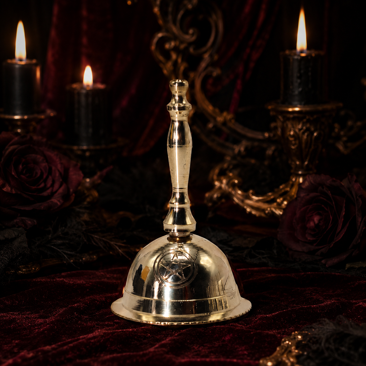 Cloche d'autel en laiton - Pentacle
