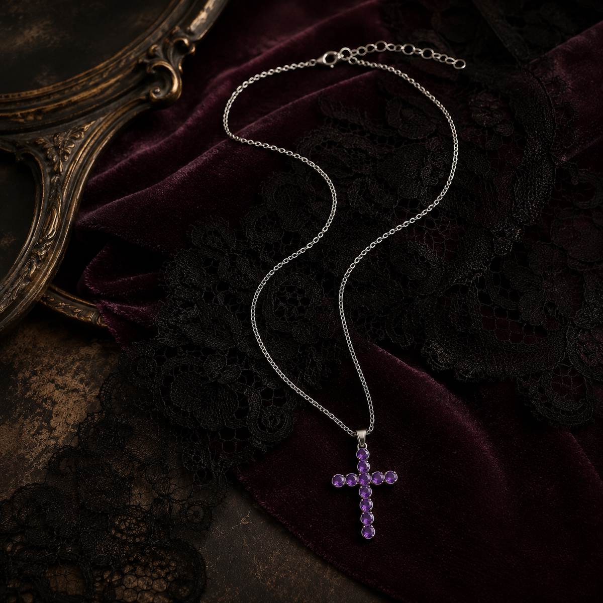 Croix en argent & améthyste