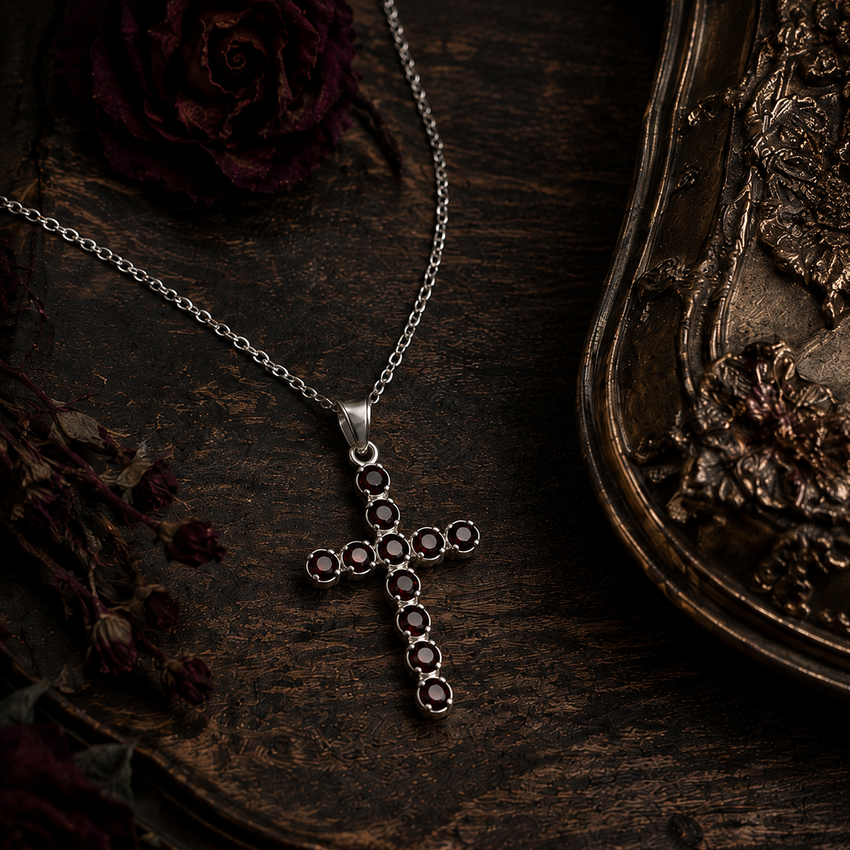 Croix en argent & grenat
