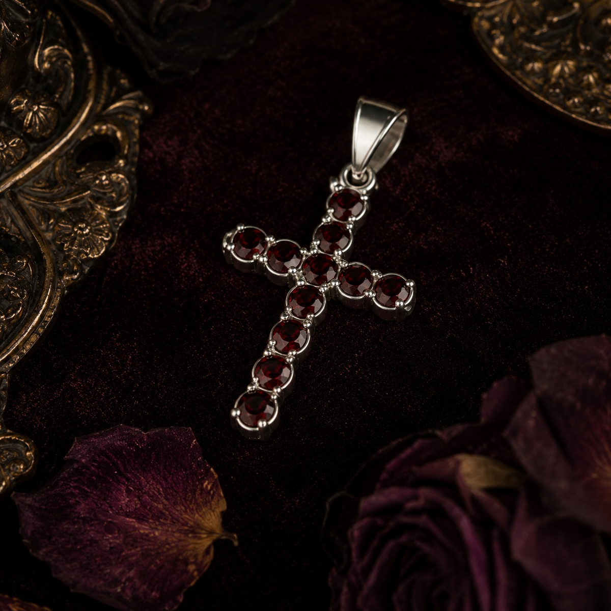Croix en argent & grenat