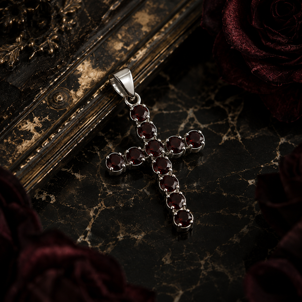 Croix en argent & grenat