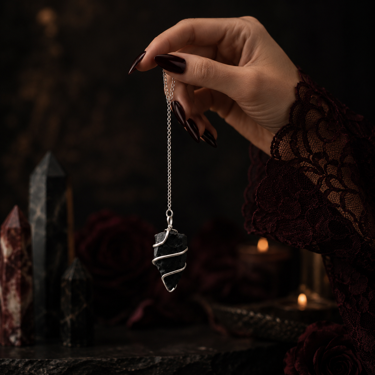 Pendule en agate noire brute