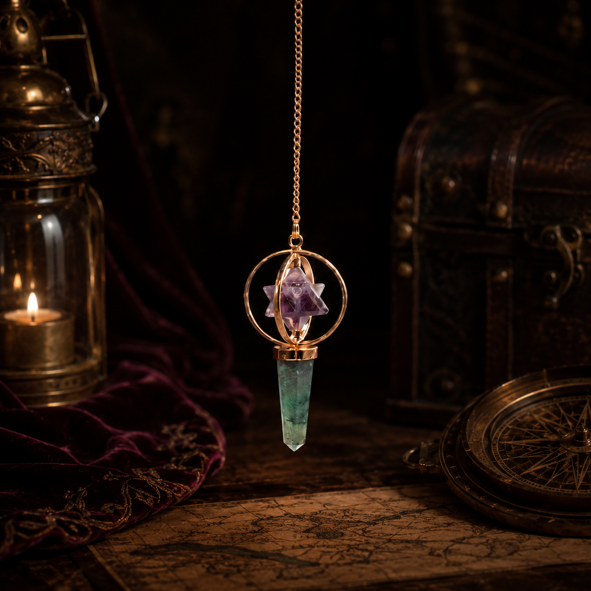Pendule Alchimiste - Cuivre, Améthyste & Labradorite