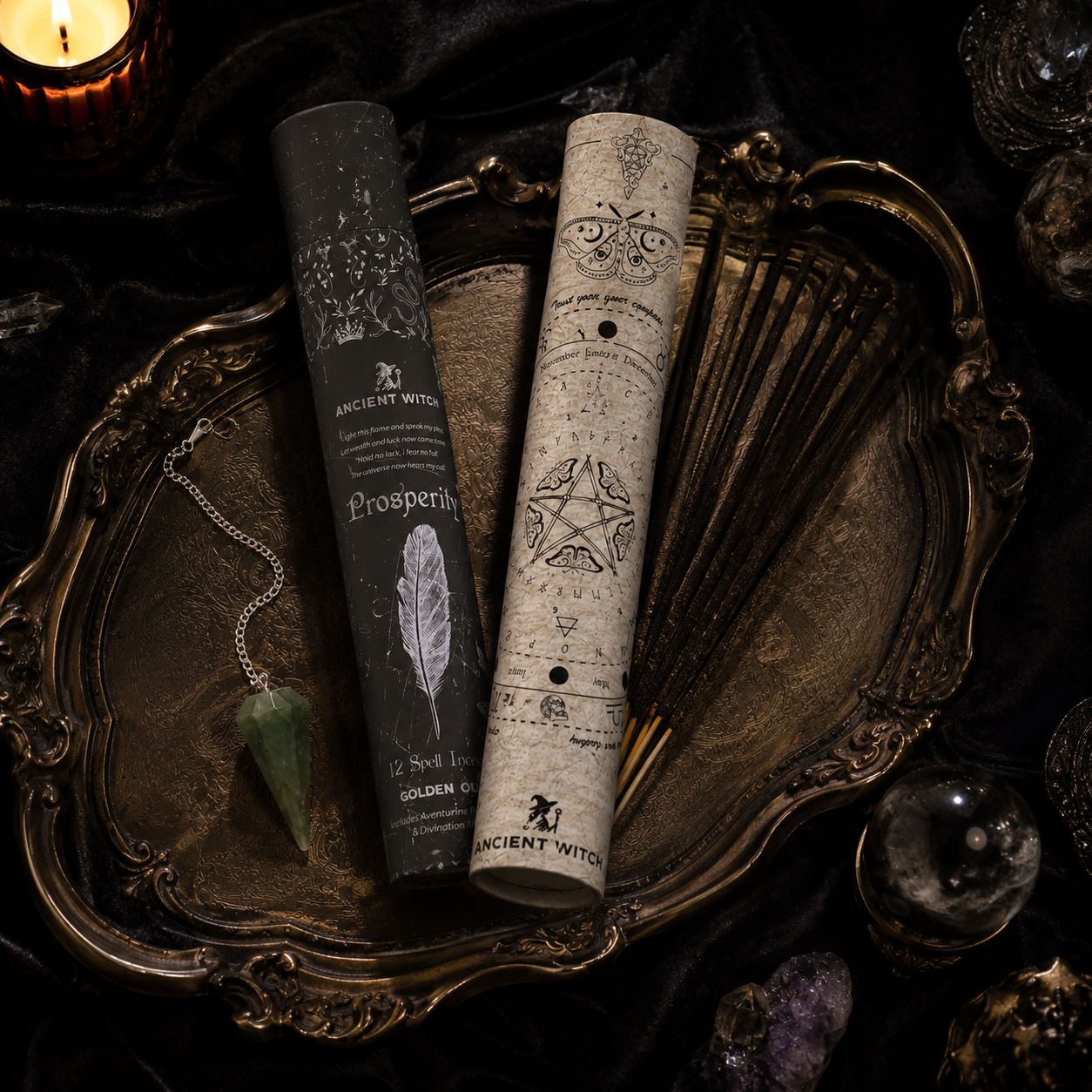 Encens rituel Golden Oud & pendule en aventurine