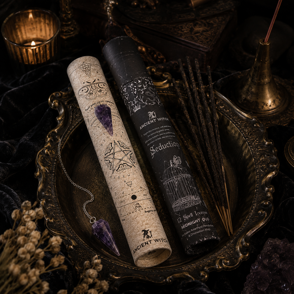 Encens rituel Midnight Oud & pendule en améthyste