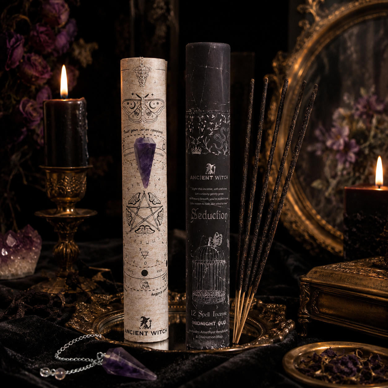 Encens rituel Midnight Oud & pendule en améthyste